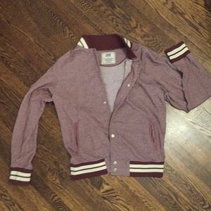 Chair Knit maroon bomber jacket